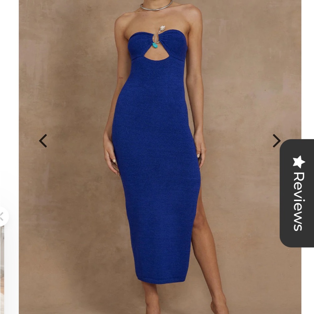 Elegant Strapless Blue Dress